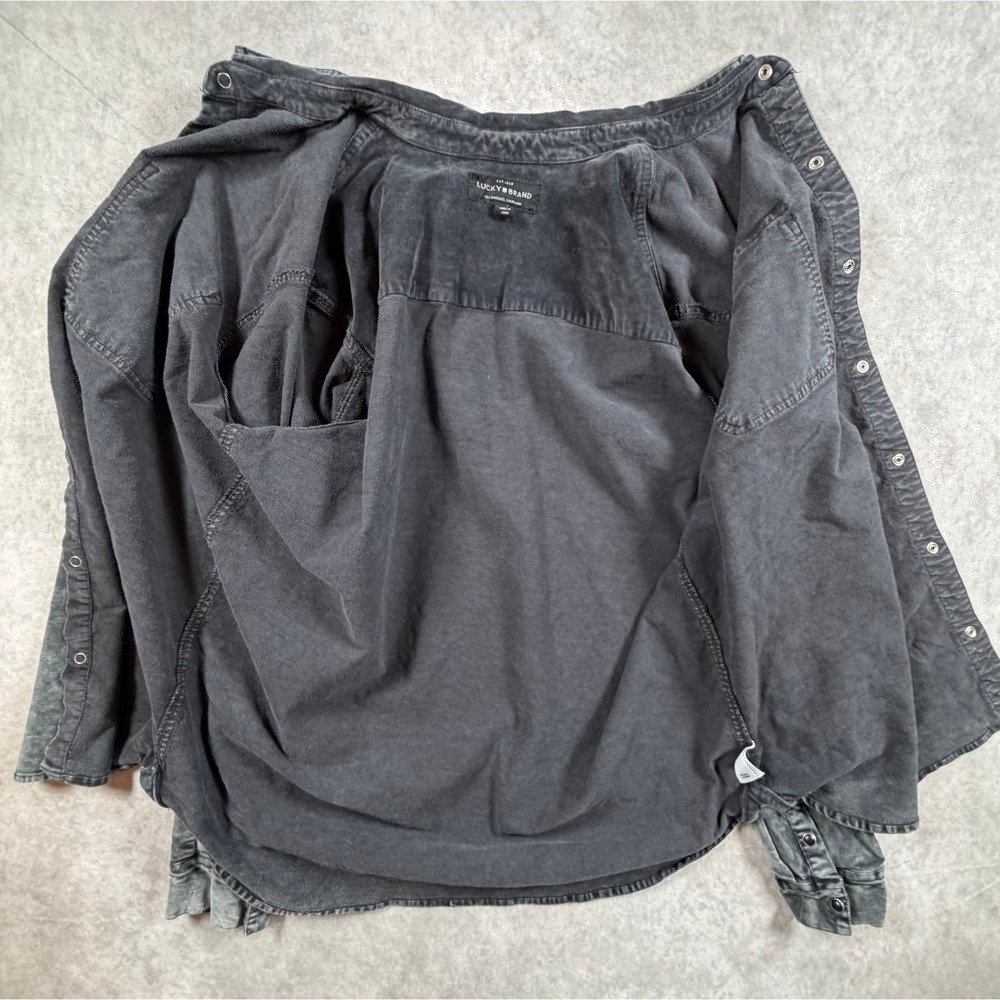 Lucky Brand Womens XL Velvet Western Shirt Charcoal Gray Snap Front Shacket - Picture 3 of 10